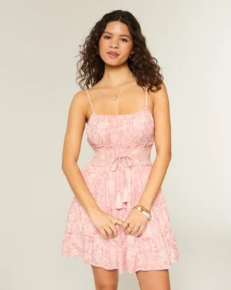 Parıltılı Smocked Mini Elbise Parıltılı Smocked Mini Elbise