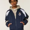 Polar Astarlı Real Madrid CF Grafikli Eşofman Ceketi Polar Astarlı Real Madrid CF Grafikli Eşofman Ceketi