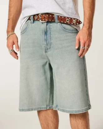 Örümcek Nakışlı Süper Bol Denim Şort
