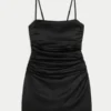 Saten Sırt Fiyonklu Bodycon Elbise