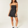 Saten Straplez Fiyonklu Bodycon Elbise
