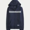 Slim Striped 1998 Grafik Fermuarlı Kapüşonlu Sweatshirt