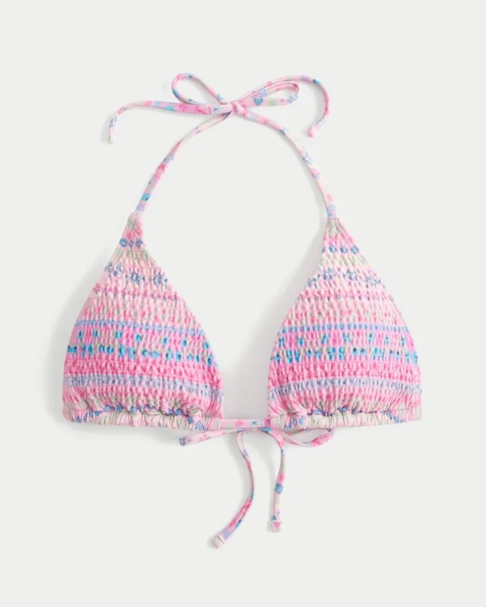 Smocked Halter Üçgen Bikini Üstü Smocked Halter Üçgen Bikini Üstü