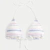 Smocked Halter Üçgen Bikini Üstü
