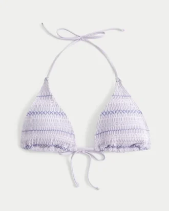 Smocked Halter Üçgen Bikini Üstü Smocked Halter Üçgen Bikini Üstü