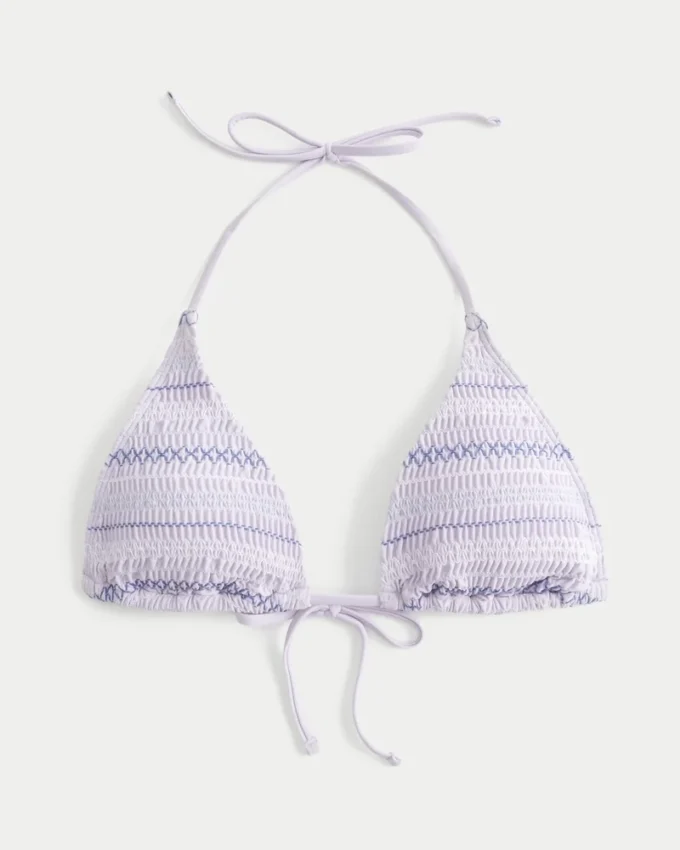 Smocked Halter Üçgen Bikini Üstü Smocked Halter Üçgen Bikini Üstü