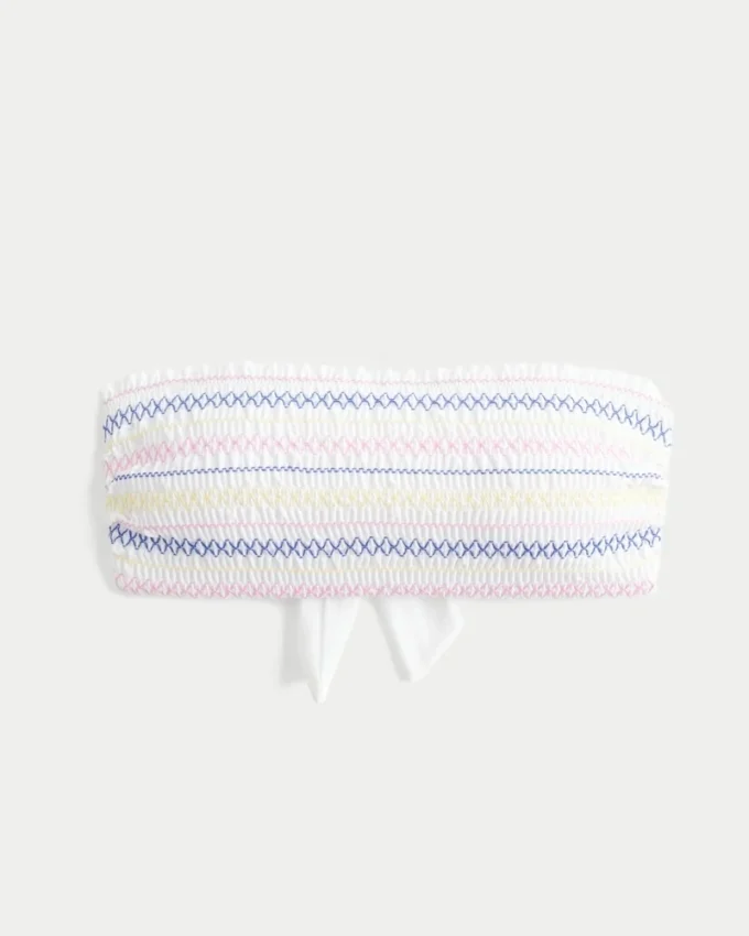 Smoklu Bandeau Bikini Üstü