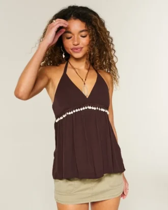 Süslemeli V Yaka Halter Tank Süslemeli V Yaka Halter Tank