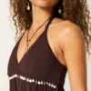 Süslemeli V Yaka Halter Tank