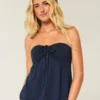 Straplez Büzgülü Babydoll Üst