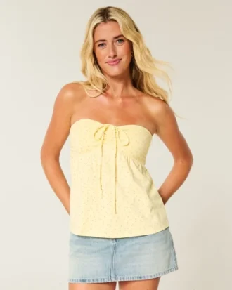 Straplez Büzgülü Babydoll Üst