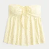 Straplez Büzgülü Babydoll Üst