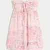 Straplez Fırfırlı Babydoll Mini Elbise