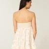 Straplez Fırfırlı Babydoll Mini Elbise
