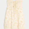 Straplez Fırfırlı Babydoll Mini Elbise