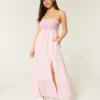 Straplez Kroşe Stil Karışık Maxi Elbise Straplez Kroşe Stil Karışık Maxi Elbise