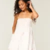 Straplez Kroşe Stil Korse Babydoll Mini Elbise
