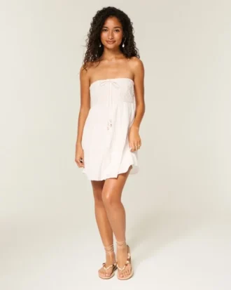 Straplez Kroşe Stil Korse Babydoll Mini Elbise Straplez Kroşe Stil Korse Babydoll Mini Elbise