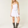 Straplez İpli Bluzon Mini Elbise Straplez İpli Bluzon Mini Elbise