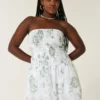 Straplez Smocked Bodice Mini Elbise