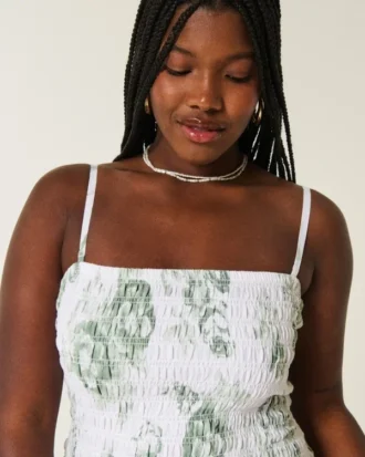 Straplez Smocked Bodice Mini Elbise