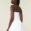 Straplez Smocked Bodice Mini Elbise