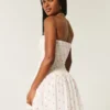 Straplez Smocked Bodice Mini Elbise