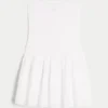 Straplez Smocked Bodice Mini Elbise