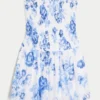 Straplez Smocked Bodice Mini Elbise