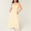 Straplez Smocked Maxi Elbise