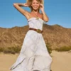 Straplez Smocked Maxi Elbise