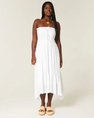 Straplez Smocked Maxi Elbise Straplez Smocked Maxi Elbise