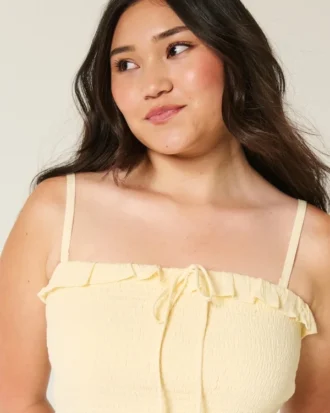 Straplez Smocked Maxi Elbise