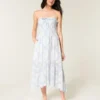 Straplez Smocked Maxi Elbise