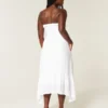 Straplez Smocked Maxi Elbise