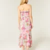 Straplez Smocked Maxi Elbise