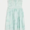 Straplez Smocked Mini Elbise