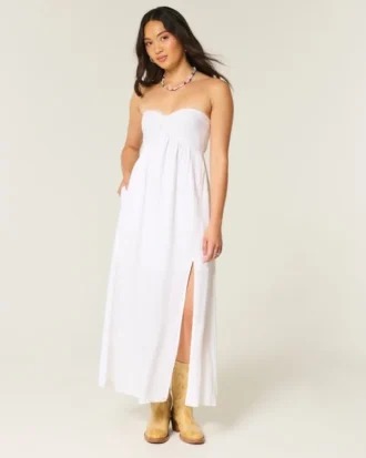 Straplez Twist Bust Maxi Elbise