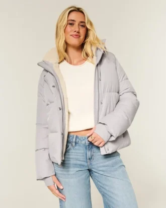 Suni Kürk Astarlı Her Hava Koşuluna Uygun Puffer Ceket