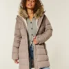 Suni Kürk Astarlı Puffer Parka