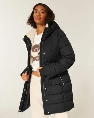 Suni Kürk Astarlı Puffer Parka