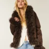 Suni Kürk Astarlı Suni Shearling Ceket