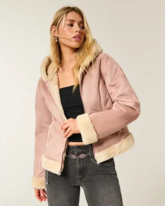 Suni Kürk Astarlı Suni Shearling Kapüşonlu Ceket Suni Kürk Astarlı Suni Shearling Kapüşonlu Ceket