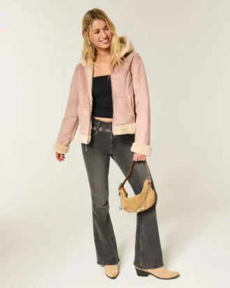 Suni Kürk Astarlı Suni Shearling Kapüşonlu Ceket Suni Kürk Astarlı Suni Shearling Kapüşonlu Ceket