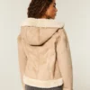 Suni Kürk Astarlı Suni Shearling Kapüşonlu Ceket