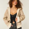 Suni Kürk Astarlı Suni Shearling Kapüşonlu Ceket