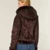 Suni Kürk Astarlı Suni Shearling Kapüşonlu Ceket