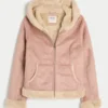 Suni Kürk Astarlı Suni Shearling Kapüşonlu Ceket