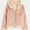 Suni Kürk Astarlı Suni Shearling Kapüşonlu Ceket