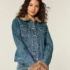 Suni Kürk Süslü Denim Ceket